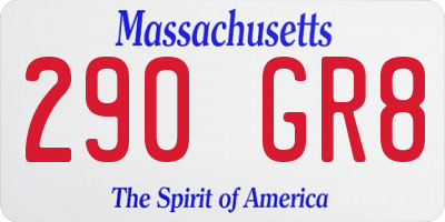 MA license plate 290GR8