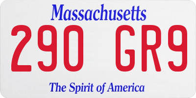 MA license plate 290GR9