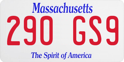 MA license plate 290GS9
