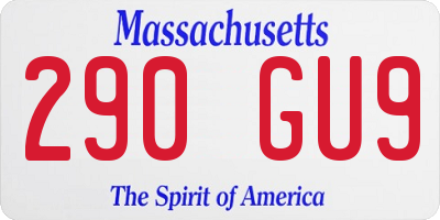 MA license plate 290GU9