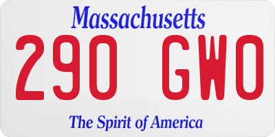 MA license plate 290GW0