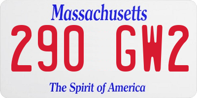 MA license plate 290GW2