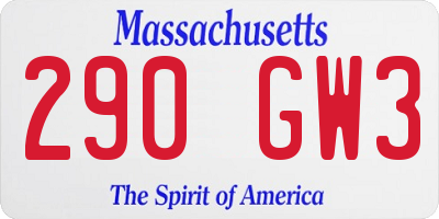MA license plate 290GW3