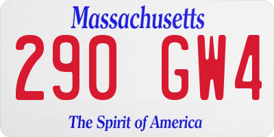MA license plate 290GW4