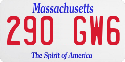 MA license plate 290GW6