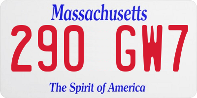 MA license plate 290GW7