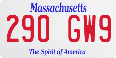 MA license plate 290GW9