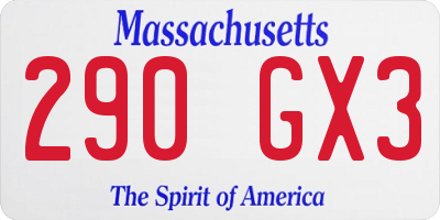 MA license plate 290GX3
