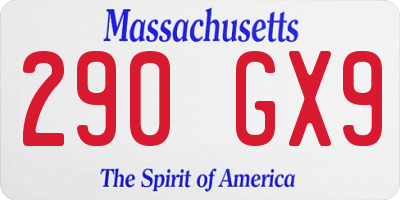 MA license plate 290GX9