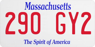 MA license plate 290GY2