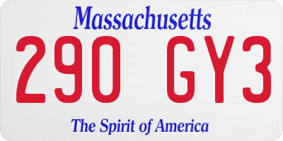 MA license plate 290GY3