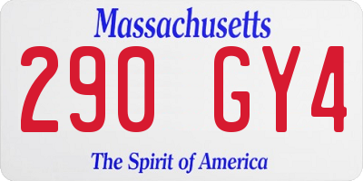 MA license plate 290GY4