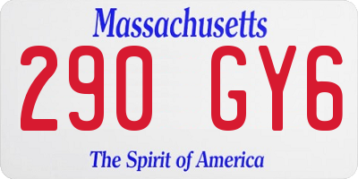 MA license plate 290GY6