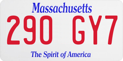 MA license plate 290GY7