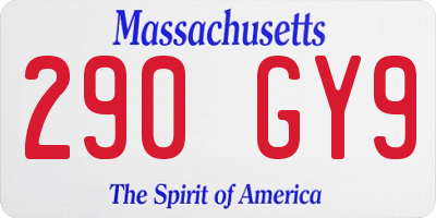 MA license plate 290GY9