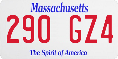 MA license plate 290GZ4