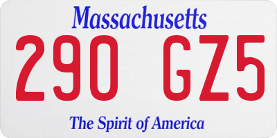 MA license plate 290GZ5