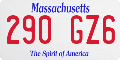 MA license plate 290GZ6