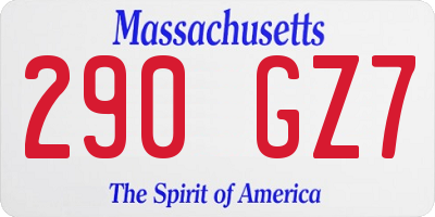 MA license plate 290GZ7