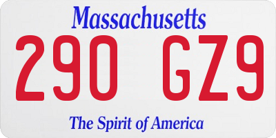 MA license plate 290GZ9
