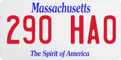 MA license plate 290HA0