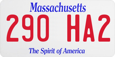 MA license plate 290HA2