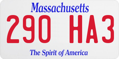 MA license plate 290HA3