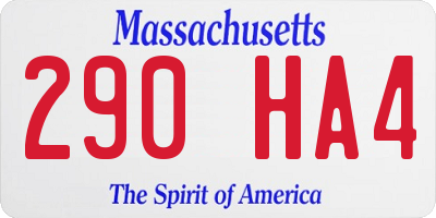 MA license plate 290HA4
