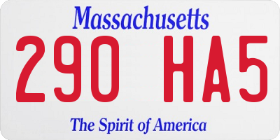 MA license plate 290HA5