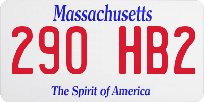 MA license plate 290HB2