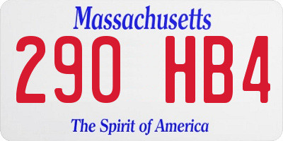 MA license plate 290HB4