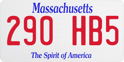 MA license plate 290HB5