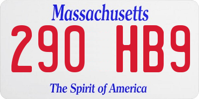 MA license plate 290HB9