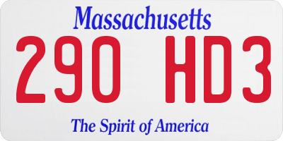 MA license plate 290HD3