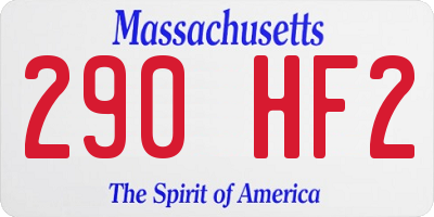 MA license plate 290HF2