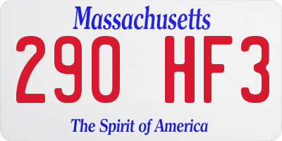 MA license plate 290HF3