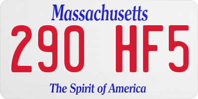 MA license plate 290HF5