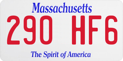 MA license plate 290HF6