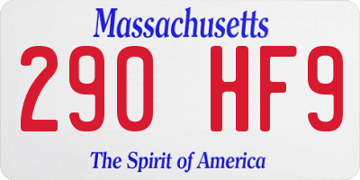 MA license plate 290HF9