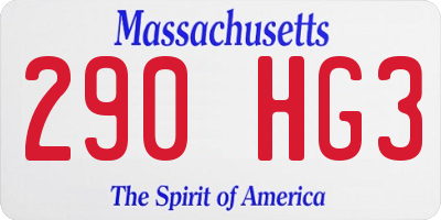 MA license plate 290HG3