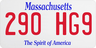 MA license plate 290HG9