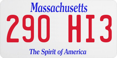 MA license plate 290HI3