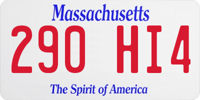 MA license plate 290HI4
