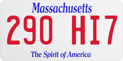 MA license plate 290HI7