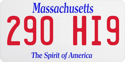MA license plate 290HI9