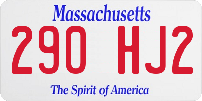 MA license plate 290HJ2