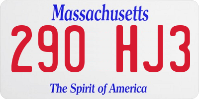 MA license plate 290HJ3