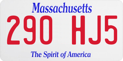 MA license plate 290HJ5