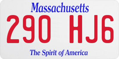 MA license plate 290HJ6
