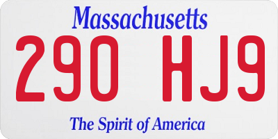 MA license plate 290HJ9